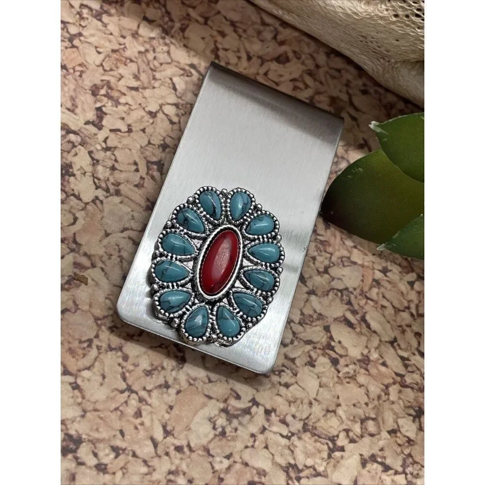 COPY - Turquoise Red Wedding Money Clip Stainless Steel Quality Wedding Party G…